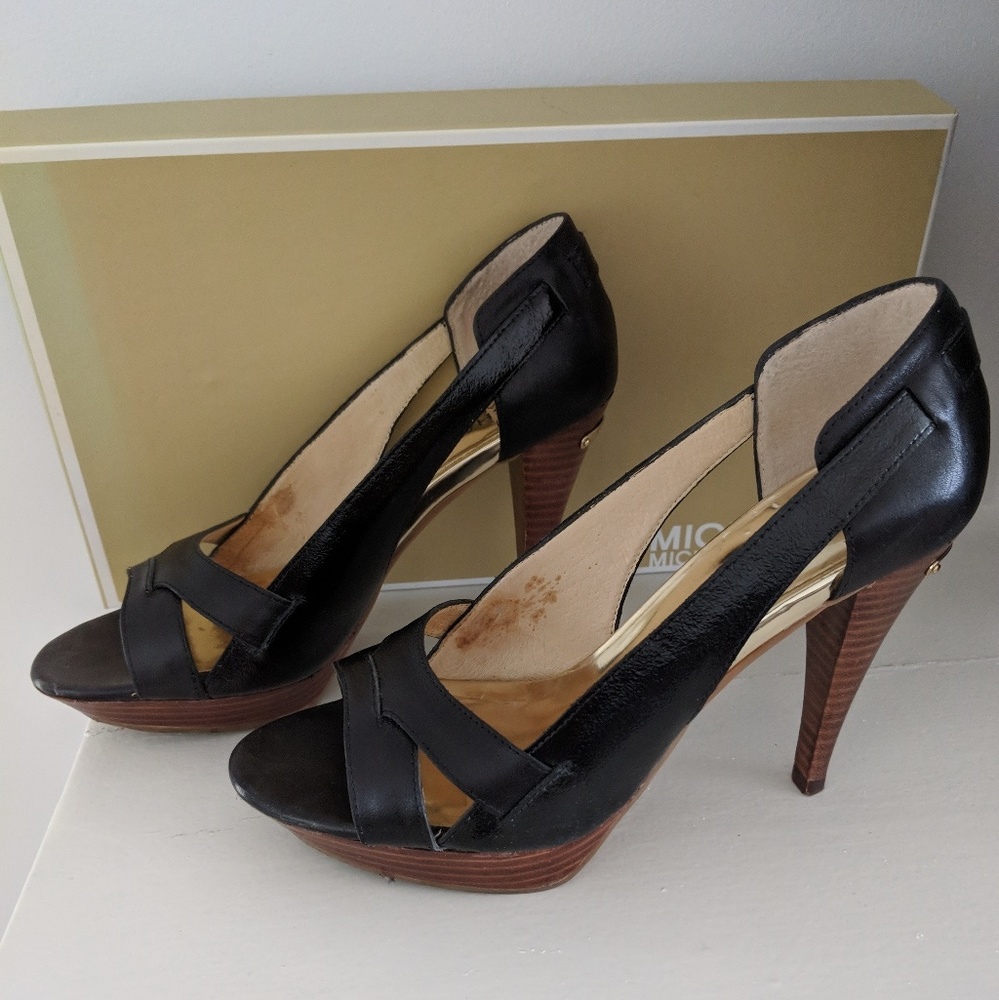 Michael Camden Open Toe Platform Leather Pumps - image 2